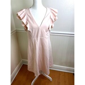 Tommy Hilfiger Pink Ruffle Sleeve V Neck Dress Women Size‎ 10